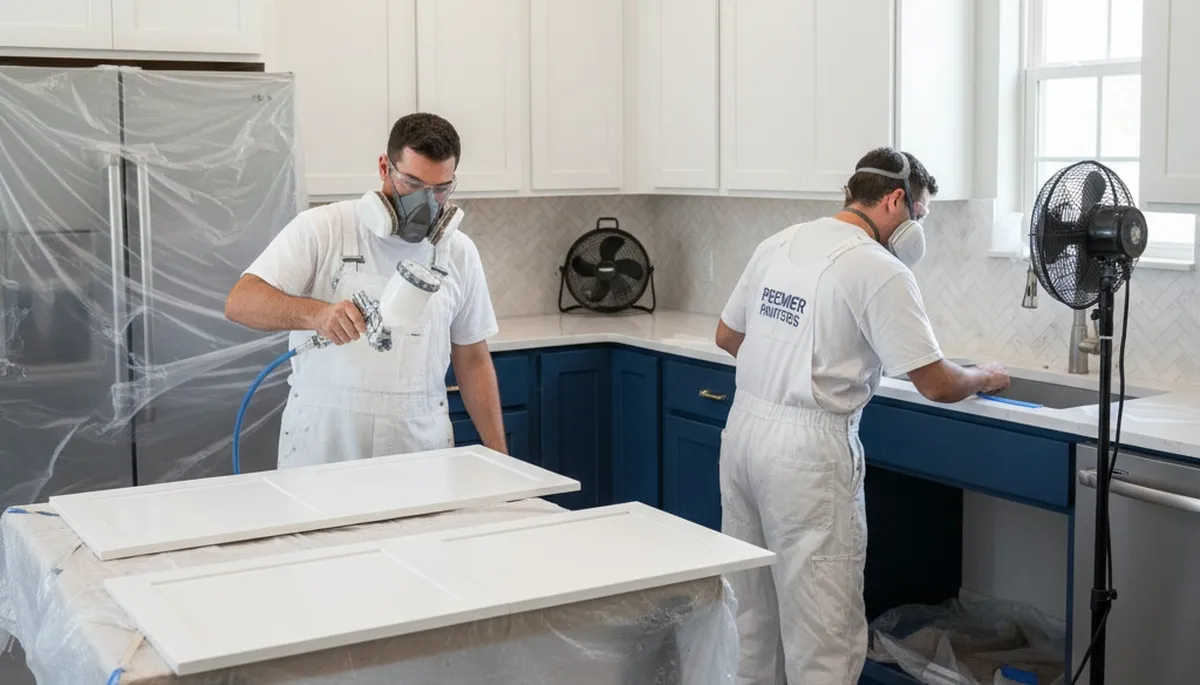 Professional kitchen cabinet painting in Clearwater FL with durable coastal finish