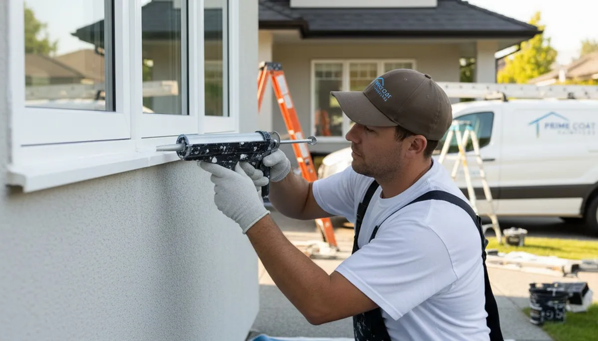 Professional caulking and sealing on Clearwater FL home exterior for moisture and storm protection