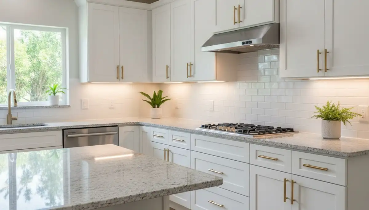 Refinished kitchen cabinets in Clearwater FL with smooth, durable paint finish by local painting experts