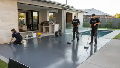 Professional concrete staining on Clearwater FL patio with durable, weather-resistant finish