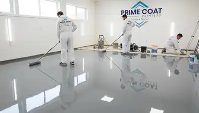 Epoxy floor coating in Clearwater FL garage with durable, moisture-resistant finish by local painters