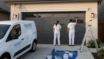 Professional garage door painting by house painters in Clearwater, FL for lasting coastal durability