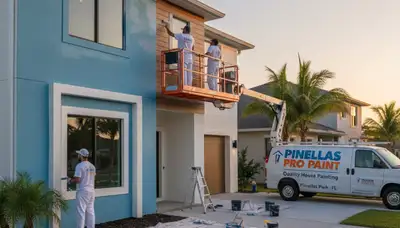 Professional house painters transforming home exterior in Clearwater, FL