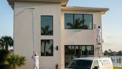 Professional house painters working on exterior home painting in Clearwater, FL