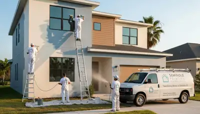 Professional house painters completing exterior home painting in Clearwater, FL