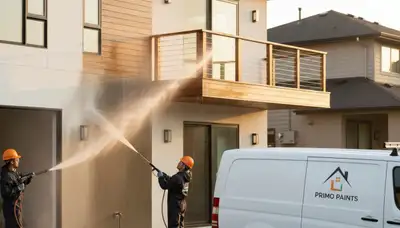 Technician pressure cleaning driveway in Clearwater FL for house exterior restoration