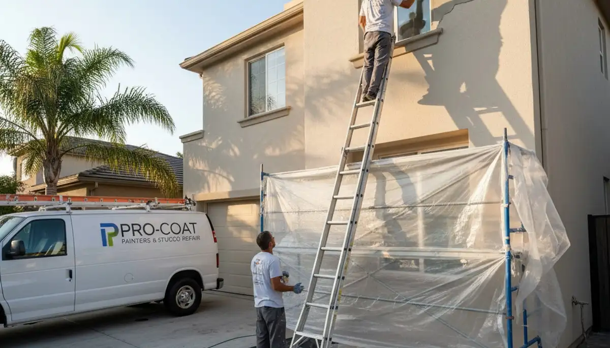 Professional stucco repair on Clearwater FL home exterior restoring curb appeal and storm protection