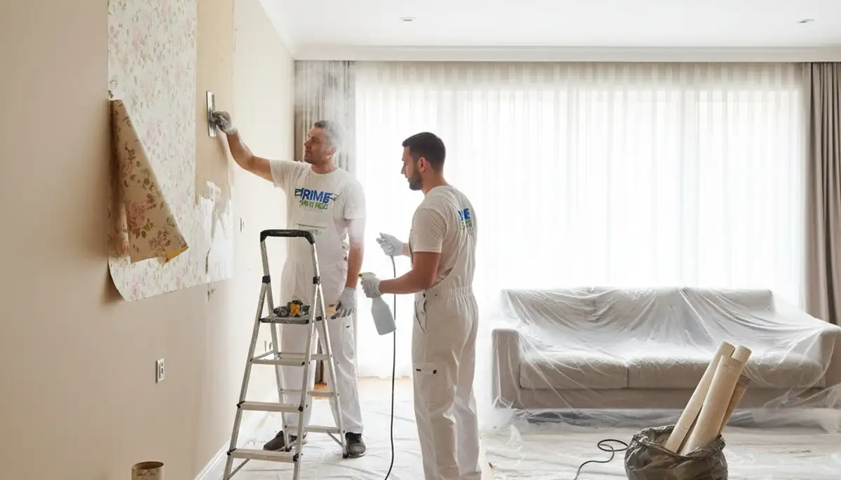 Professional wallpaper removal and surface prep for painting in Clearwater, FL home
